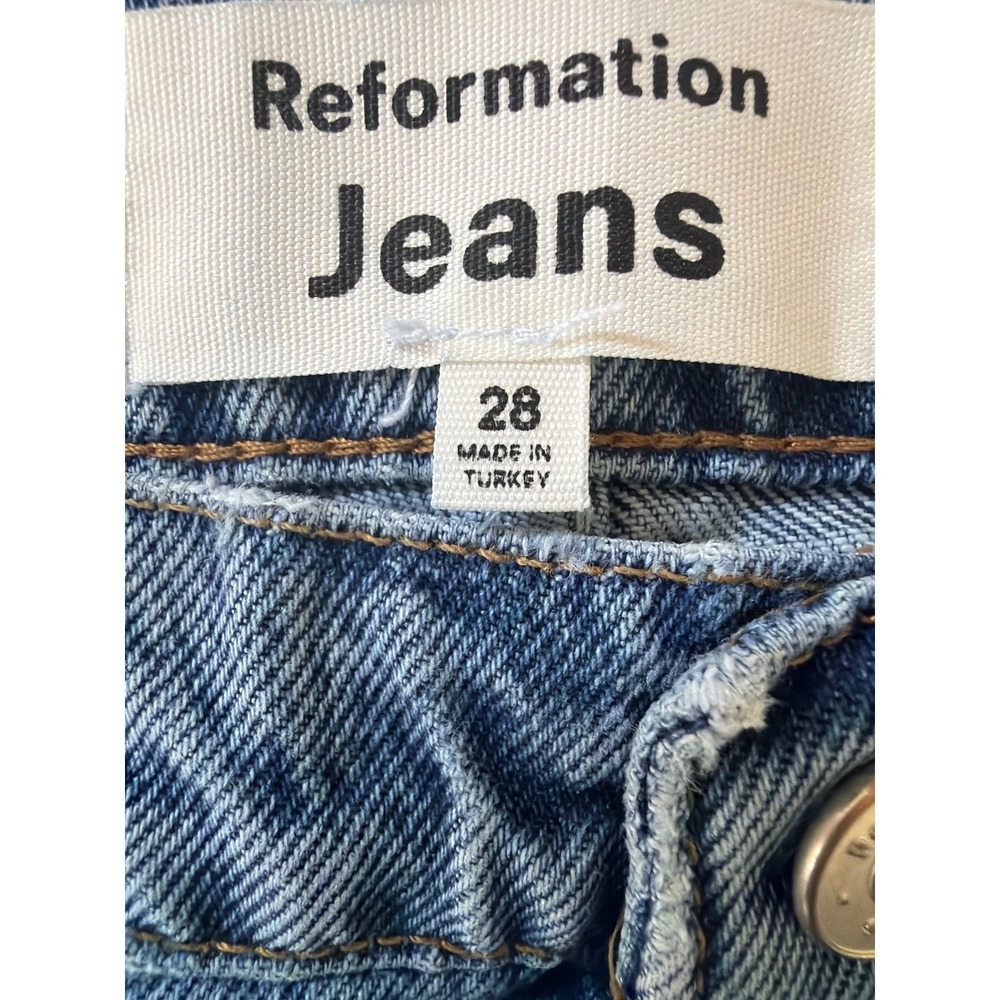 REFORMATION High Rise Wide Leg Jeans Light Wash Raw Hem Womens 28 - Picture 13 of 16